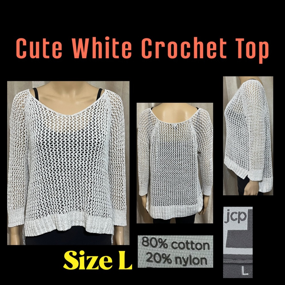 Size L- Cute White Crochet Top